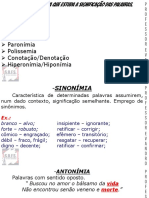 É Dividida Em: Sinonímia Antonímia Homonímia Paronímia Polissemia Conotação/Denotação Hiperonímia/Hiponímia