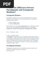 What Is The Difference Between Paradigmatic and Syntagmatic Relations