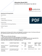 Central Seat Allocation Board-2021: Nits, Iiest, Iiits and Other-Gftis For The Academic Year 2021-22