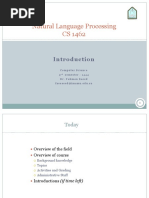 Natural Language Processing CS 1462: Computer Science 3 Semester - 1444 Dr. Fahman Saeed Faesaeed@imamu - Edu.sa