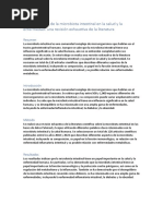 La Importancia de La Microbiota Intestinal en La Salud y La Enfermedad