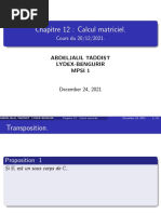 Chapitre 12: Calcul Matriciel.: Cours Du 20/12/2021