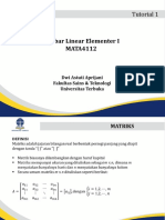 Aljabar Linear Elementer I MATA4112: Tutorial 1