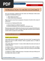 Introduction To Micro Economics: Economics and BCK Notes