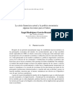 La Crisis Financiera Actual y La Política Monetaria: Algunas Lecciones para El Futuro