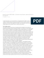 Dernier Roman D'akli Tadjer - D'amour Et de Guerre, Lignes de Front Et de Mémoire - REPORTERS ALGERIE