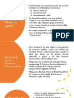 Filosofia Do Direito Moderna Parte I: 1) Renascentismo XV 2) Absolutismo XVI 3) Iluminismo XVII e XVIII