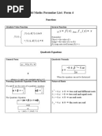 Additional Mathematics - List of Formulae (Form 4)