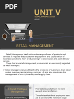 Unit V: Retail Management