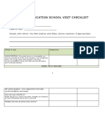 Special Education School Visit Checklist