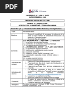 Carta Descriptiva 1a Sesión CPM2023 Anatomía y Fisiología Humana