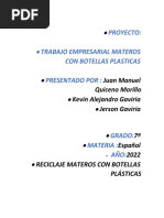 Proyecto: Trabajo Empresarial Materos Con Botellas Plasticas Presentado Por