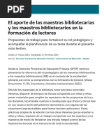 El Aporte de Las Maestras Bibliotecarias y Los Maestros Bibliotecarios en La Formacion de Lectores Continuemos Estudiando