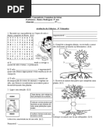 Avaliação de Ciências 2º Trimestre 3ºano