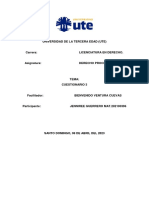 Cuestionario 3 - Derecho Procesal Penal I - Jenniree Guerrero