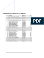 Pre-Engineering G (G1) Student List For Final Exam: No. Full Name Studetn ID Sex