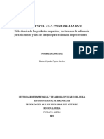 Ficha Técnica de Los Productos Requeridos, Los Términos de Referencia para El Contrato y Lista de Chequeo para Evaluación de Proveedores