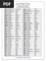 List of Irregular Verbs