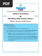 Answer and Solutions - JEE - Main 2023 - PH 1 - 30 01 2023 - Evening Shift 2 PDF