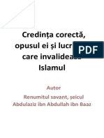 Doctrina Autentică A Islamului (Aqidah) Și Acţiunile Care o Invalidează