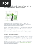 How To Perform Criticality Analysis To Prioritize Asset Maintenance