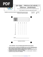 Prova Do Nível 3 Da 25 Oba de 2022