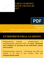 Lecture 7 ENTREPRENEURIAL LEARNING, THEORY OF SOCIAL CHANGE