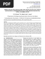 Effect of Sugarcane Bagasse Ash and Plantain Leaf Ash On Geotechnical Properties of Clay Soil From Efab Estate, Awka, Anambra State