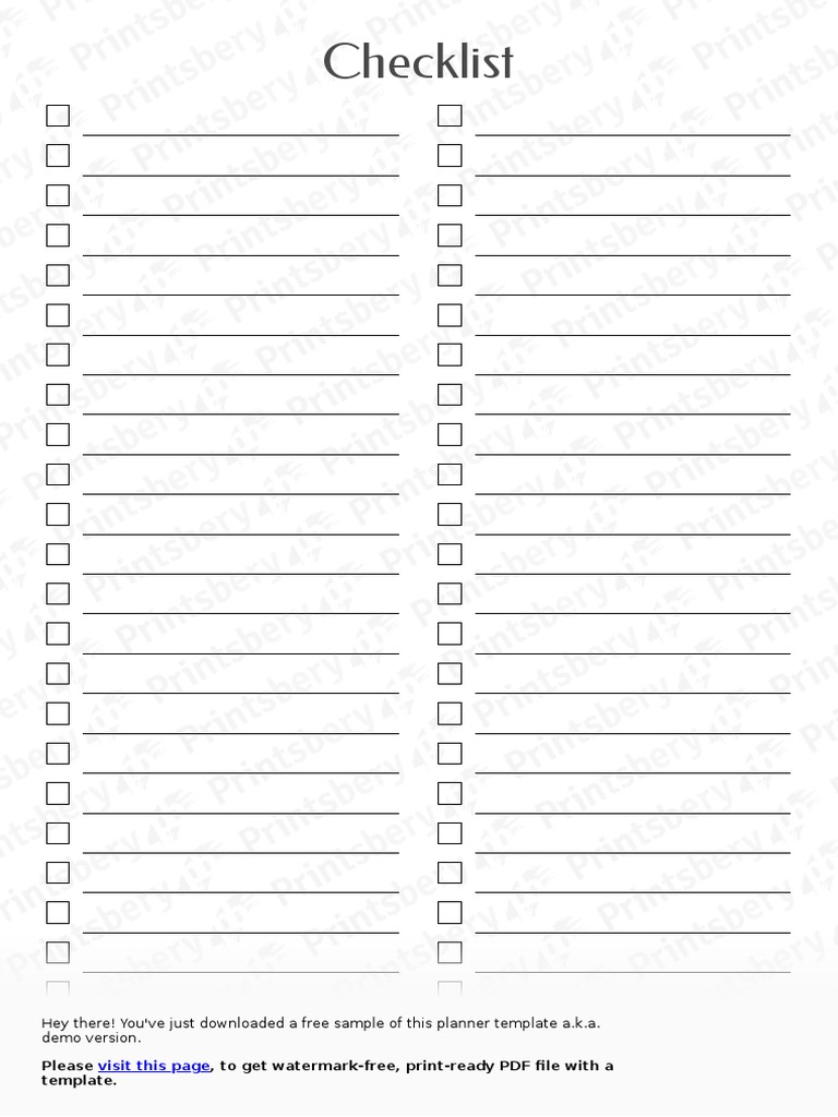 Blank Checklist-A4 PDF | PDF