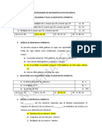 Cuestionario de Preguntas Matemáticas 6