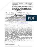 L'autorité de Contrôle Des Marchés Publics Et Des Délégations de Service Public - Entre Indépendance Et Efficacité