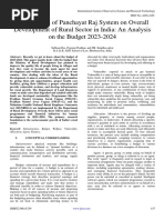 Contribution of Panchayat Raj System On Overall Development of Rural Sector in India An Analysis On The Budget 2023-2024