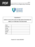 Exp. 1 EFFECT OF FLOW RATE IN THE EFFECTIVENESS OF SHELLTUBE HEAT EXCHANGER