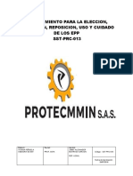 SST-PRC-013 Procedimiento para La Elección, Inspección, Reposición, Uso y Cuidado de Los EPP