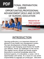 Educational Preparation: Career Opportunities, Professional Advancement, Role and Scope of Nursing Education