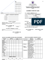 Learner'S Report Card: Department of Education