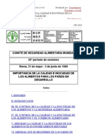 Importancia de La Calidad e Inocuidad de Los Alimentos para Los Paises en Desarrollo