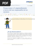 EXPERIENCIA DE APRENDIZAJE INTEGRADA 2 - Promovemos El Empredimiento A Traves Del Uso Responsable de Los Recursos