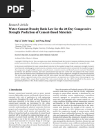 Research Article: Water-Cement-Density Ratio Law For The 28-Day Compressive Strength Prediction of Cement-Based Materials