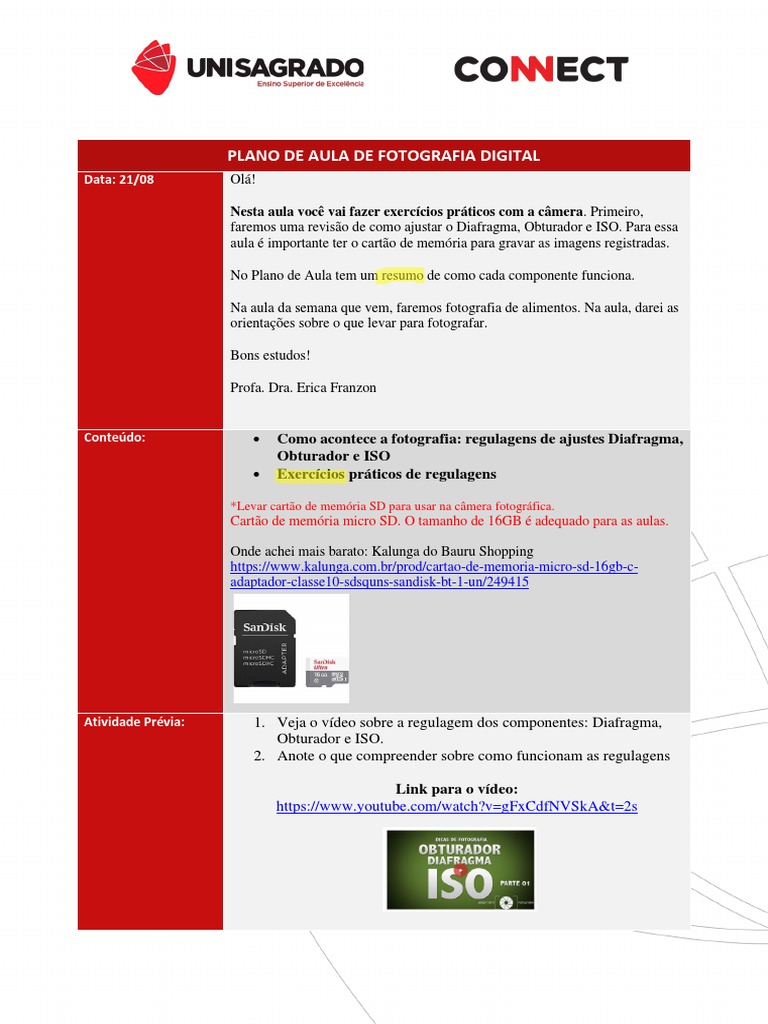 Plano de Aula de Fotografia | PDF