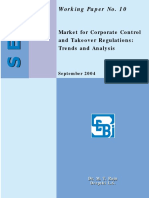 Working Paper No. 10: Market For Corporate Control and Takeover Regulations: Trends and Analysis