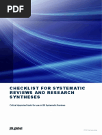 Checklist For Systematic Reviews and Research Syntheses