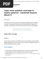 Topic Wise Syllabus Coverage in Maths Optional - Kanishak Kataria (Rank 1) - UPSC CSE Demystified!