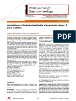 Association of Cholesterol With Risk of Pancreatic Cancer A