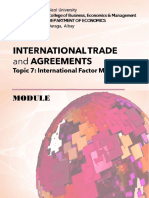 International Trade and Agreements Topic 7 International Factor Movements