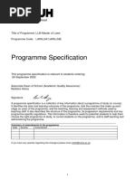 2022 Programme Specification LLM Master of Laws - Extended v1 29591