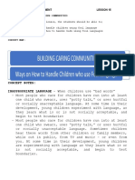 Lesson 15 - Building Caring Communities (Handling Children Who Use Foul Language)