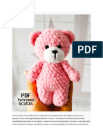 Oso de Peluche Rosa Facil Amigurumi PDF Patron Gratis