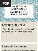 Research Instrument Validity and Reliability