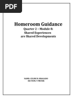 Homeroom Guidance: Quarter 2 - Module 8: Shared Experiences Are Shared Developments